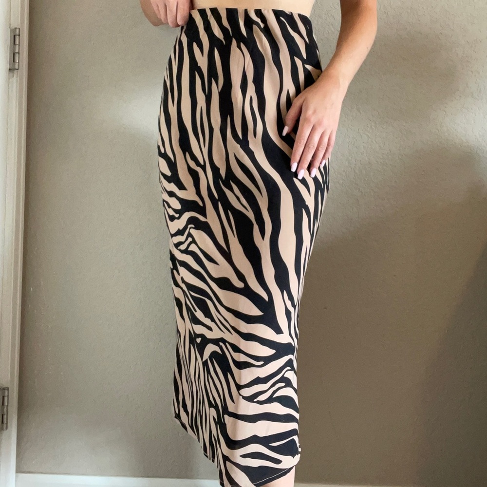 Zebra midi skirt